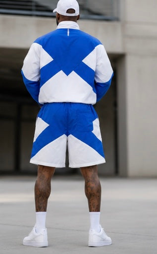 Blue and White Lesbhonest Elite Windbreaker Shorts