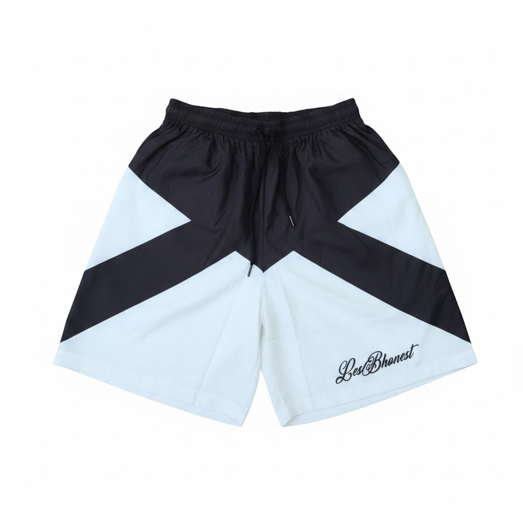 Black and White Lesbhonest Elite Windbreaker Shorts