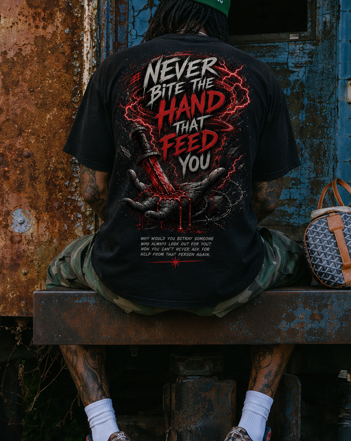Never Bite the Hand That Feeds You Oversized Heavyweight Tee