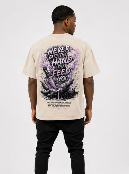 Never Bite The Hand Vintage Wash Tee| Lavender