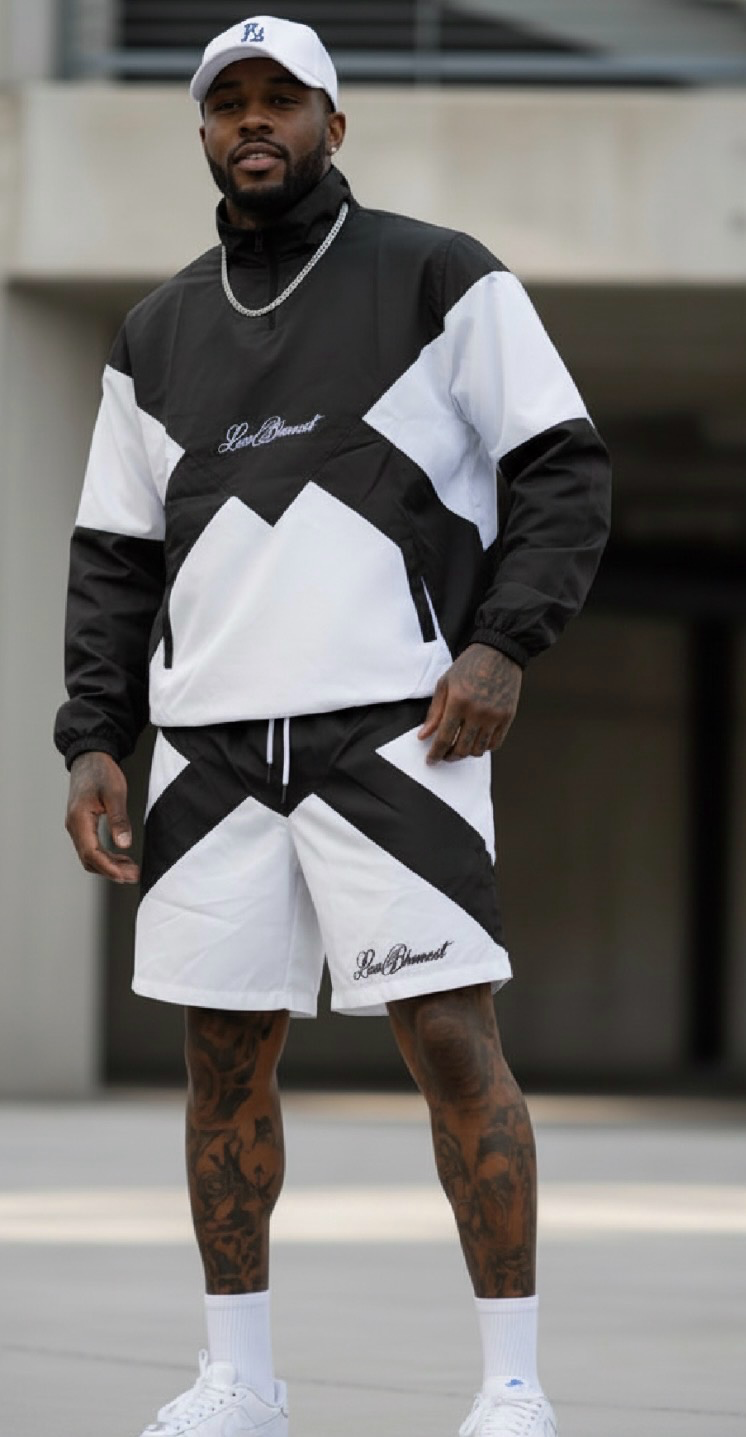Black and White Lesbhonest Elite Windbreaker Shorts