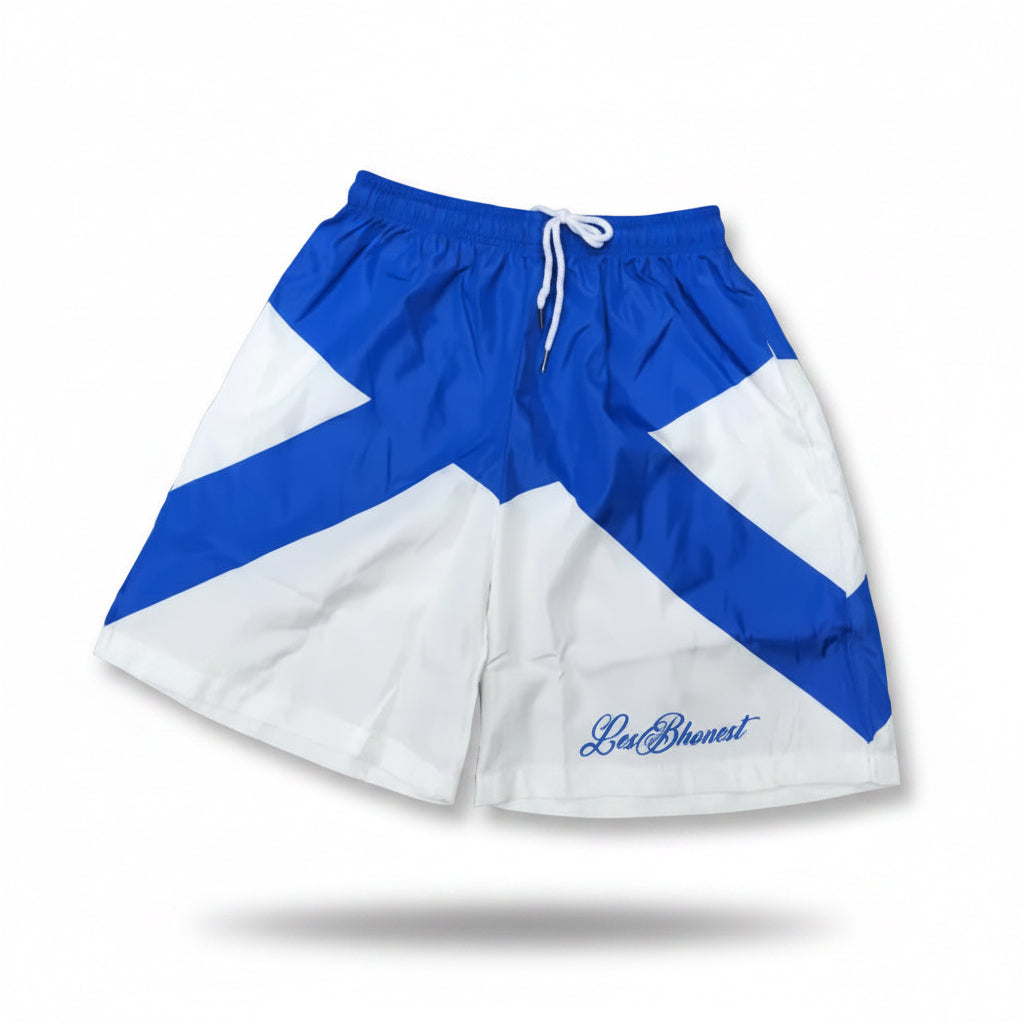 Blue and White Lesbhonest Elite Windbreaker Shorts
