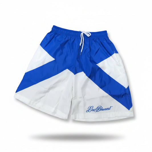 Blue and White Lesbhonest Elite Windbreaker Shorts