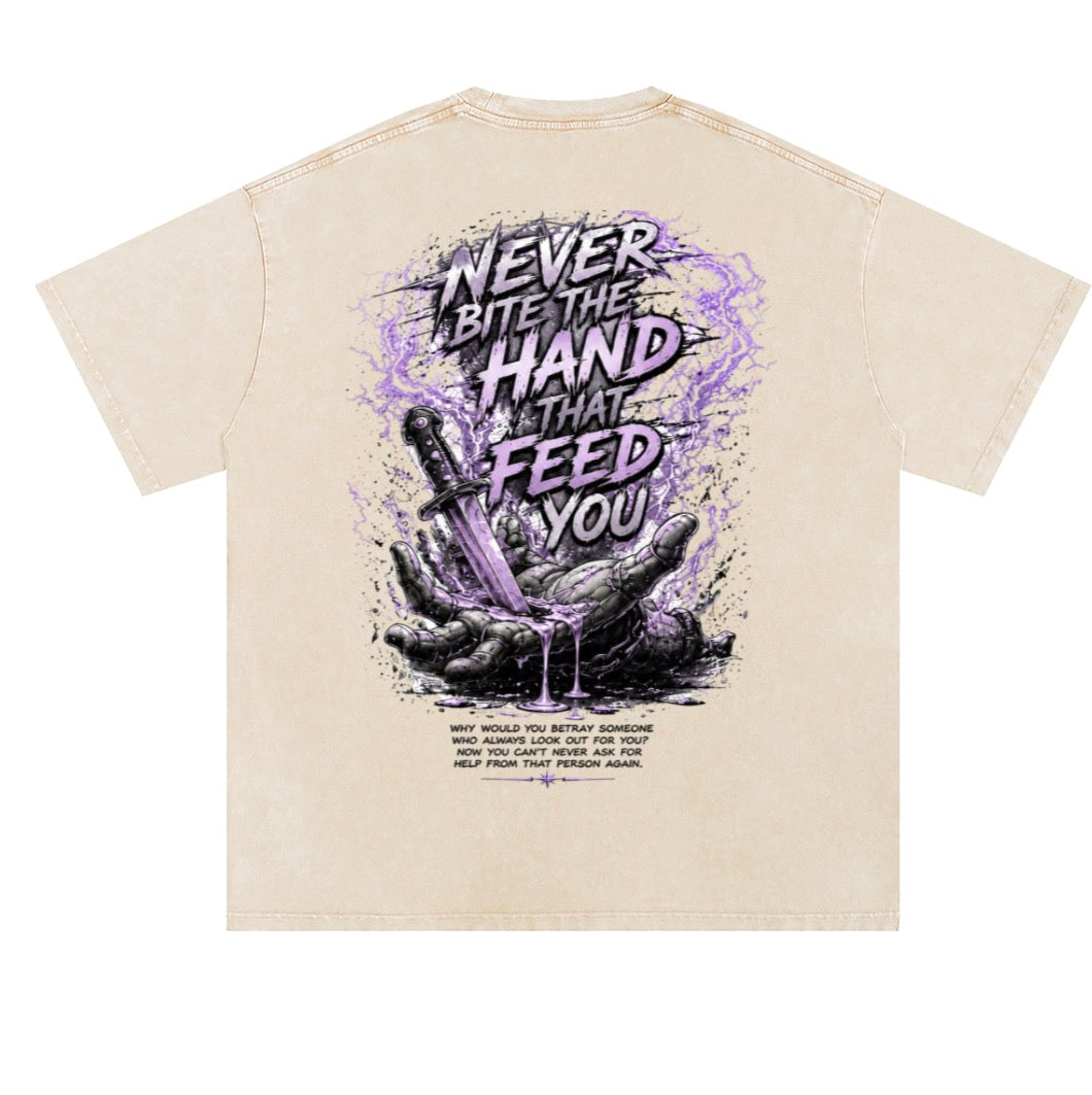 Never Bite The Hand Vintage Wash Tee| Lavender