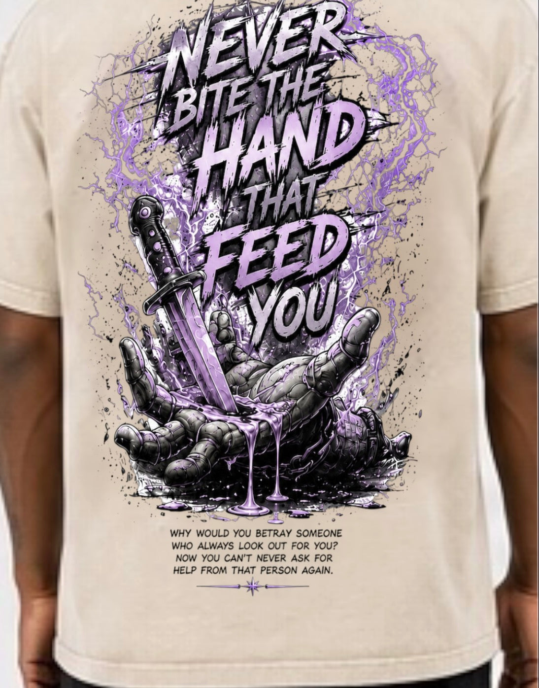 Never Bite The Hand Vintage Wash Tee| Lavender