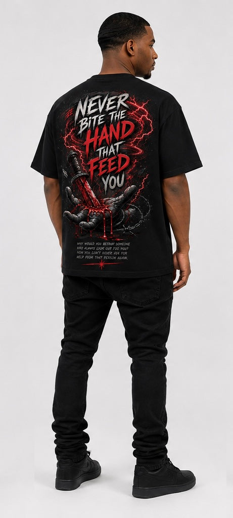 Never Bite the Hand That Feeds You Oversized Heavyweight Tee